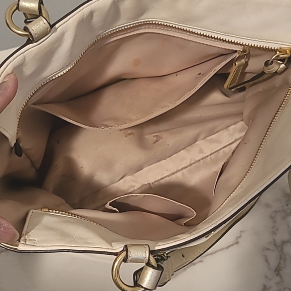 Coach Gallery Cream Metallic Soft Gold Leather Shoulder Bag Purse Tote Timeless - Picture 12 of 16